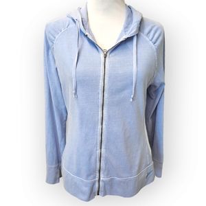 Woolrich Sky Blue Zip Up Hooded Cotton Sun-Washed Jacket Size Medium